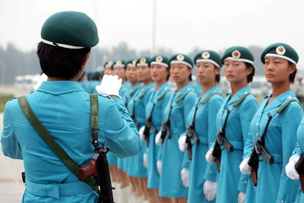 Ejercicio Las Milicias Chinas Durante Una Sesión Entrenamiento Militar Parade — Foto de Stock