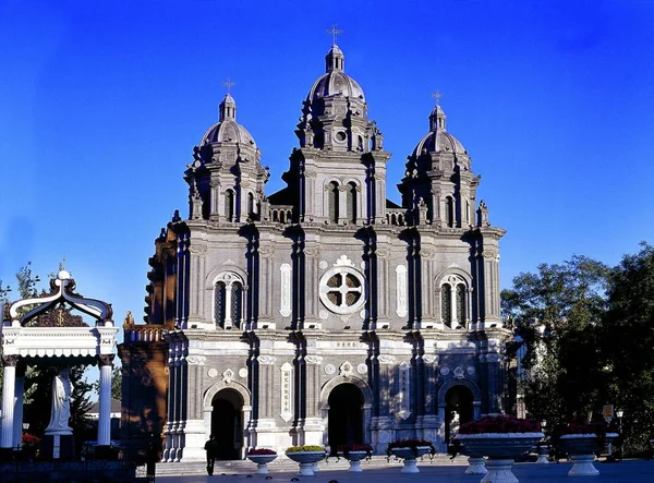 Vista Catedral San Josefo Iglesia Del Este Calle Comercial Wangfujing — Foto de Stock