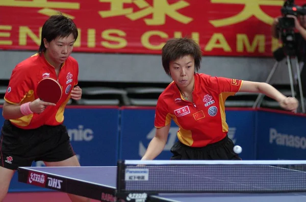 Chinas Zhang Yining Direita Xiaoxia Competir Contra Cho Rong Moon — Fotografia de Stock