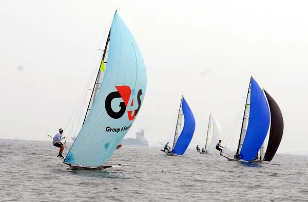 Competitors 49Er Class Compete First Racing Day 2007 Qingdao International — Stock Photo, Image