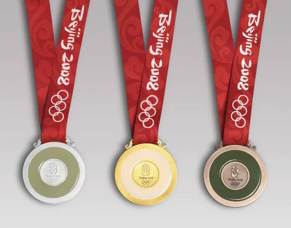 Medaljer 2008 Beijing Olympiske Lege Udgivet Beijing Olympics Organizaing Committee - Stock-foto