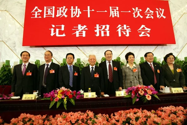 Han Qide Chairman Jiu San September Society Sang Guowei Chairman — Stock Photo, Image