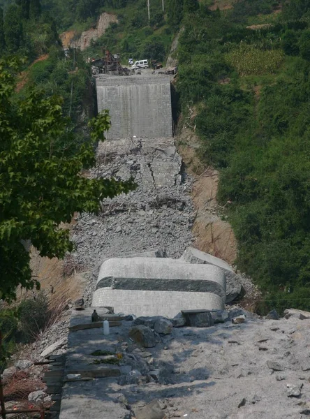 Vista Los Escombros Puente Derrumbado Condado Fenghuang Provincia Central Chinas — Foto de Stock