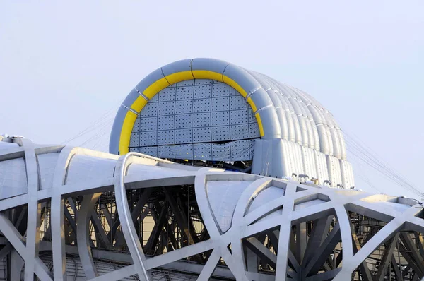 Вид Композицию Воздушных Шаров Вершине Национального Стадиона Известного Птичье Гнездо — стоковое фото