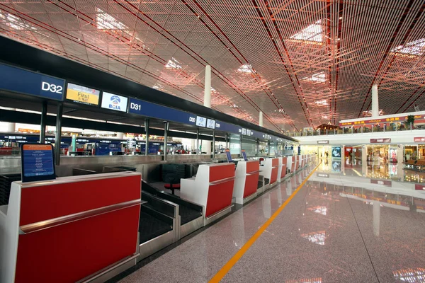 Weergave Van Loket Balies Terminal Iii Van Beijing Capital International — Stockfoto