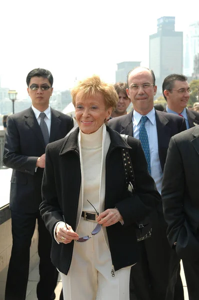 Viceprimera Ministra Española María Teresa Fernández Vega Visita Bund Shanghái — Foto de Stock