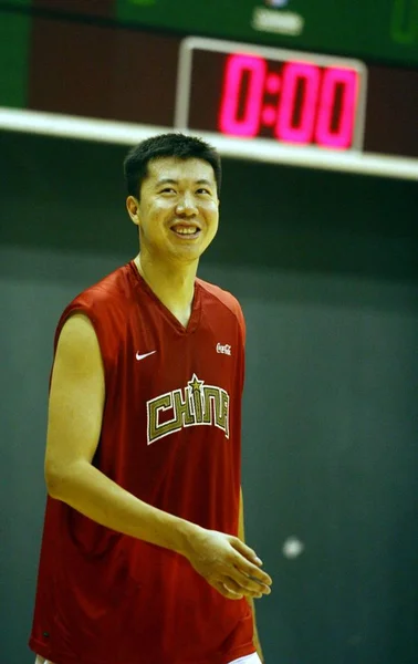 Wang Zhizhi Čína Během Tréninku Čínské Národní Basketbalový Tým Pekingu — Stock fotografie