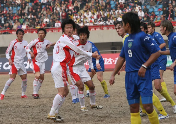 Čao Junzhe Centrum Bílém Fotbalista Číny Národní Fotbalový Tým Soutěží — Stock fotografie