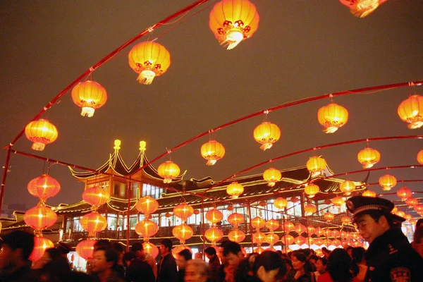 Povo Chinês Desfrutar Das Lanternas Show Lanterna Nanjing Confúcio Emple — Fotografia de Stock