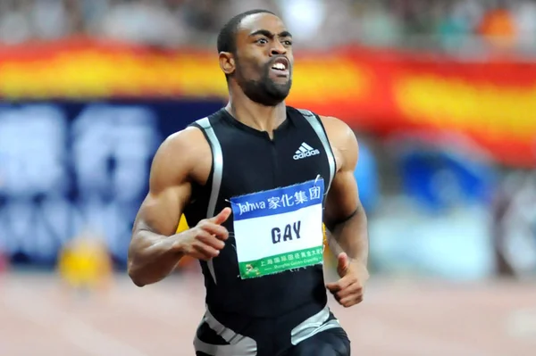 Tyson Gay Dos Eua Compete Durante 100M Mens Shanghai Golden — Fotografia de Stock