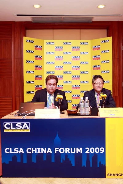 Jonathan Slone Esquerda Presidente Ceo Clsa Changgen Presidente Clsa China — Fotografia de Stock