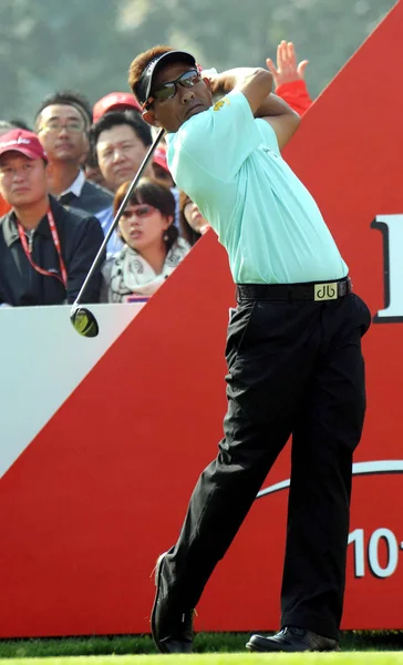 Thongchai Jaidee Tailândia Tees Durante Primeira Rodada Torneio Golfe Hsbc — Fotografia de Stock