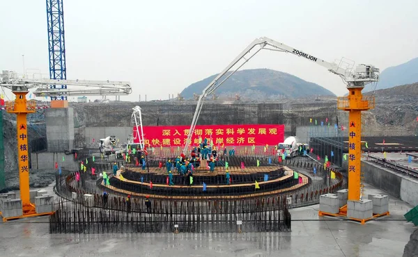 Över Byggandet Ningde Kärnkraftverk Fuding City Sydöstra Chinas Fujian Provinsen — Stockfoto