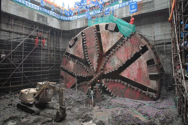 Utsikt Över Världens Största Tunnel Grävning Maskin Platsen För Den — Stockfoto