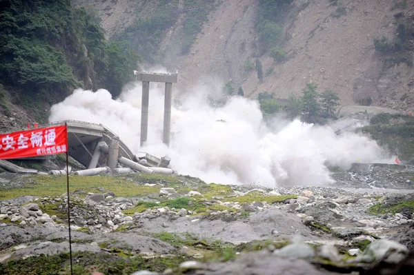 Resto Del Puente Baihua Que Fue Dañado Por Terremoto Masivo — Foto de Stock