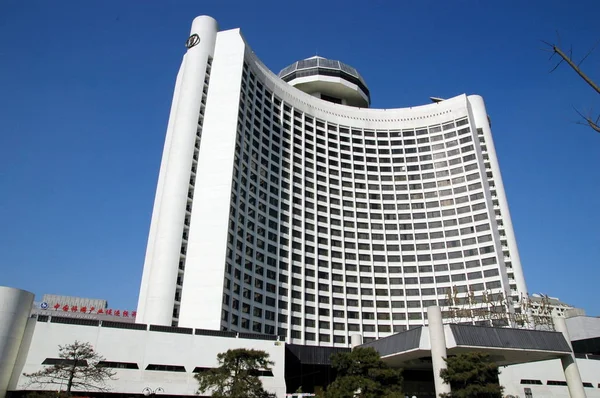 Utsikt Över Beijing International Hotel Changan Avenue Peking Kina Mars — Stockfoto