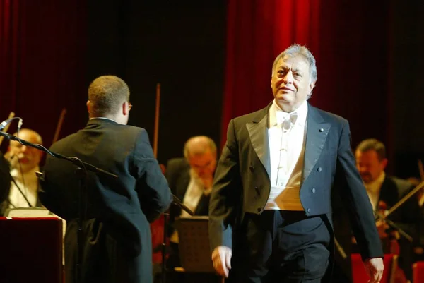 Zubin Mehta Director Orquesta Filarmónica Israel Posa Durante Concierto Año —  Fotos de Stock