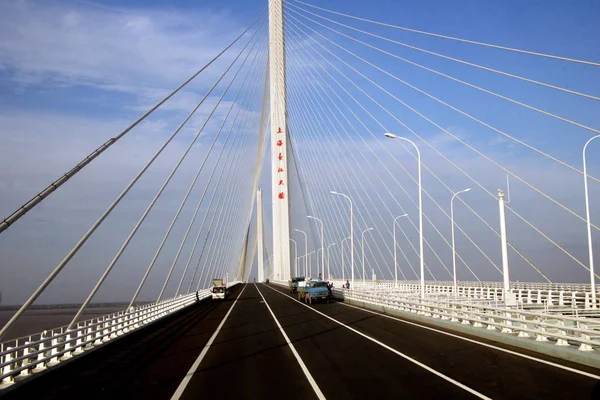 Vista Ponte Rio Xangai Yangtze Parte Projeto Ponte Túnel Rio — Fotografia de Stock