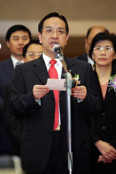Jiang Chaoliang Front Prezes Bank Communications Bocom Przemawia Podczas Ceremonii — Zdjęcie stockowe