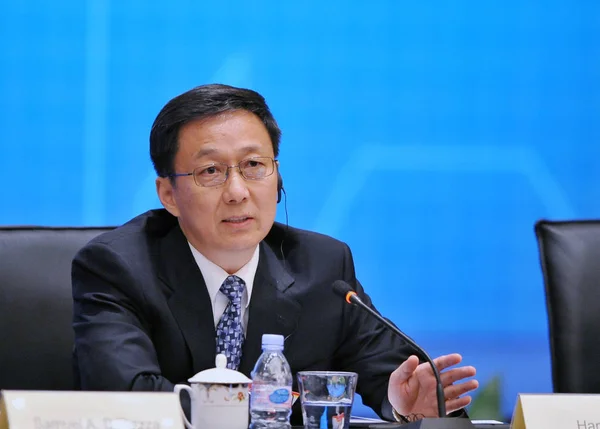 Alcalde Shanghái Han Zheng Visto Durante 21º Consejo Asesor Líderes —  Fotos de Stock