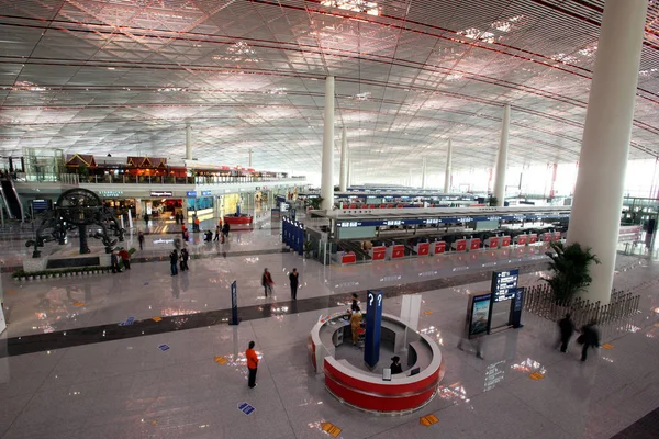 Binnenland Van Terminal Iii Van Internationale Luchthaven Beijing Capital Peking — Stockfoto