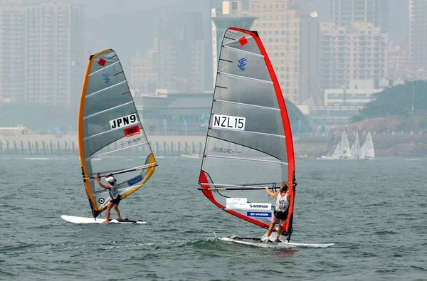 Japanska Och Nya Zeeland Konkurrenter Ett Träningspass Före 2007 Qingdao — Stockfoto