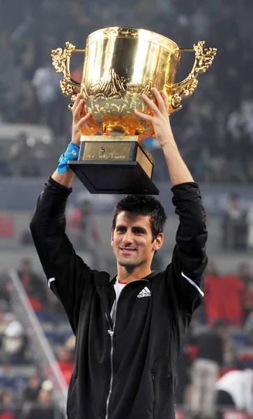 Novak Djokovic Serbie Remporte Trophée Lors Une Cérémonie Remise Des — Photo