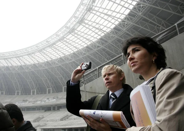 Ambtenaren Van Delegatie Van Fifa Bezoek Tianjin Olympisch Stadion Tianjin — Stockfoto