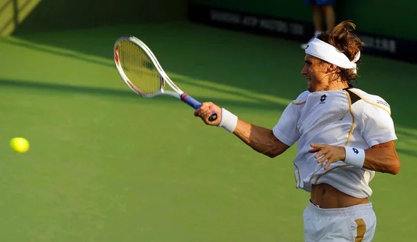 David Ferrer Aus Spanien Gibt Einen Schuss Gegen Feliciano Lopez — Stockfoto