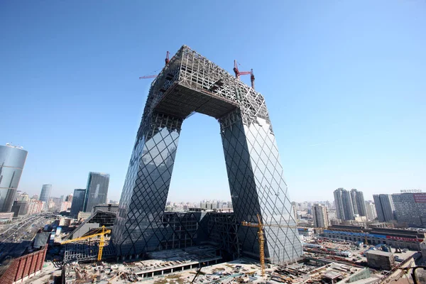 View New Cctv Tower Construction Beijing March 2008 — Stock Photo, Image