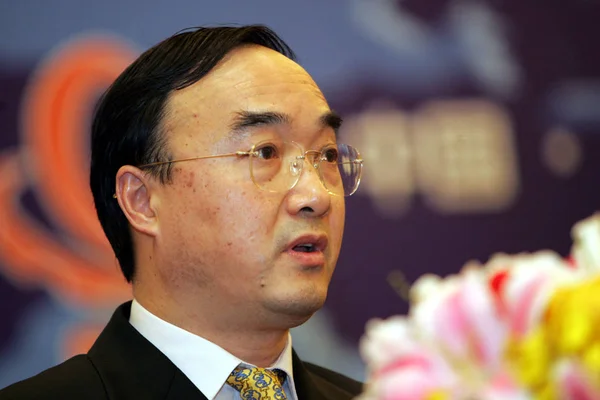 Wen Mengyong Vice Minister Komunikacji Bieżącego Vice Minister Transportu Mówi — Zdjęcie stockowe