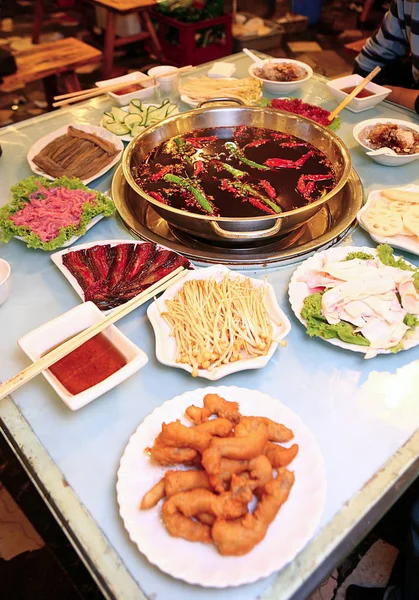 Ponto Quente Picante Visto Restaurante Cidade Xiamen Sudeste Província Chinas — Fotografia de Stock