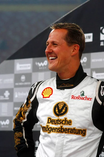 Septuple Champion Monde Formule Michael Schumacher Célèbre Après Avoir Remporté — Photo