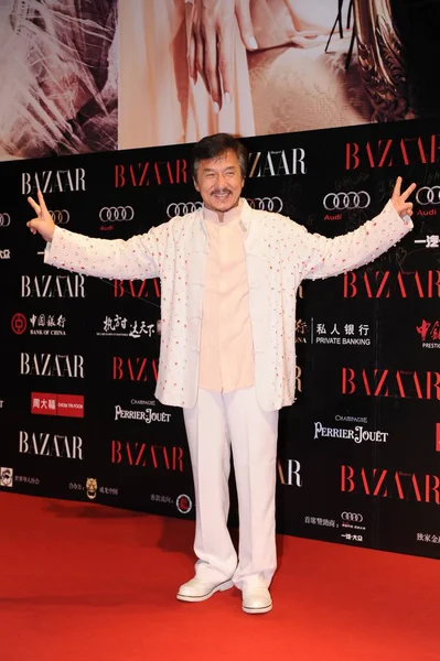 Hong Kong Kungfu Star Jackie Chan Posiert Auf Dem Roten — Stockfoto