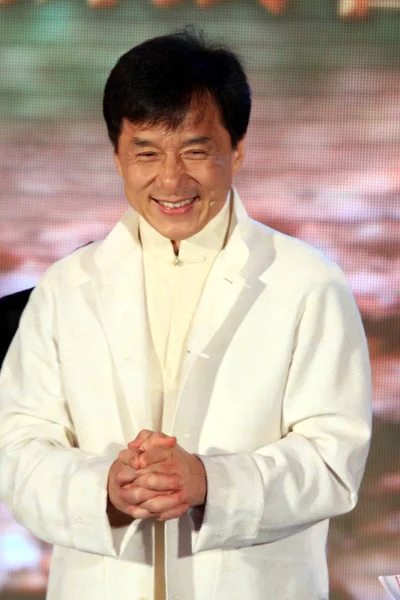 Hongkongské Kungfu Superstar Jackie Chan Vidět Při Slavnostním Spuštění Stránky — Stock fotografie