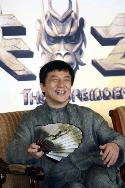 Hollywood Kungfu Superstar Jackie Chan Podczas Konferencji Prasowej Premierze Filmu — Zdjęcie stockowe