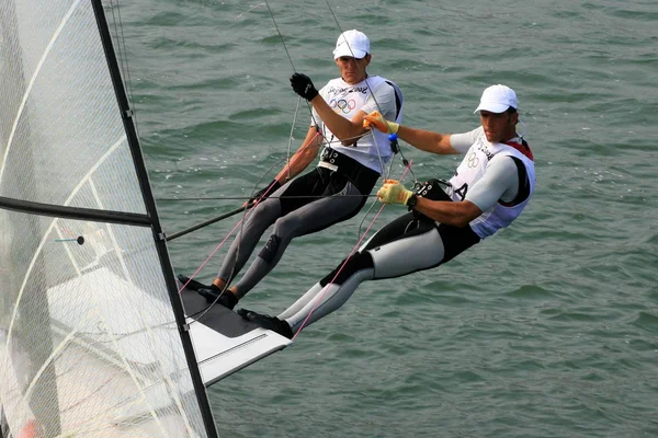 Pietro Sibello Gianfranco Sibello Italy Sailing Race 49Er Class Beijing — Stock Photo, Image