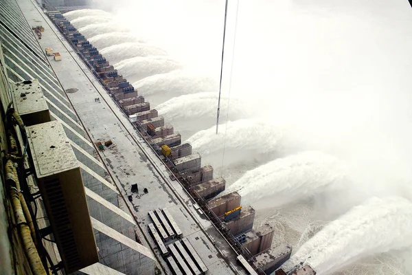 Acqua Del Fiume Yangtze Passa Attraverso Diga Delle Tre Gole — Foto Stock