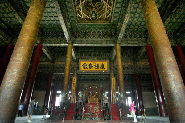 Interieur Van Zaal Van Opperste Harmonie Renovatie Verboden Stad Peking — Stockfoto