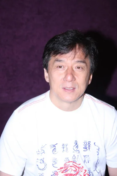 Hong Kong Kungfu Superstar Jackie Chan Während Der Aufnahme Des — Stockfoto