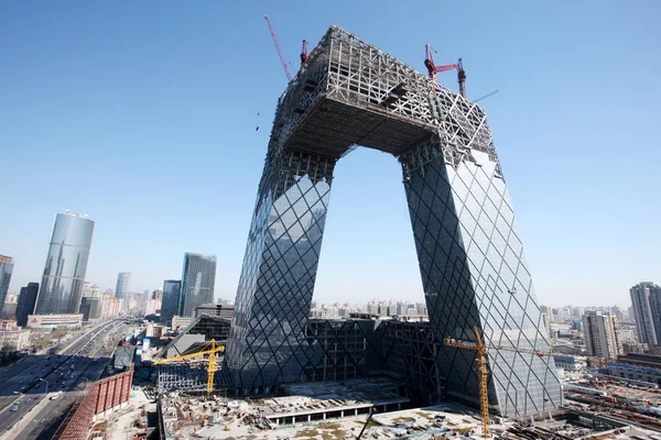 Blick Auf Den Bau Befindlichen Neuen Fernsehturm Peking März 2008 — Stockfoto