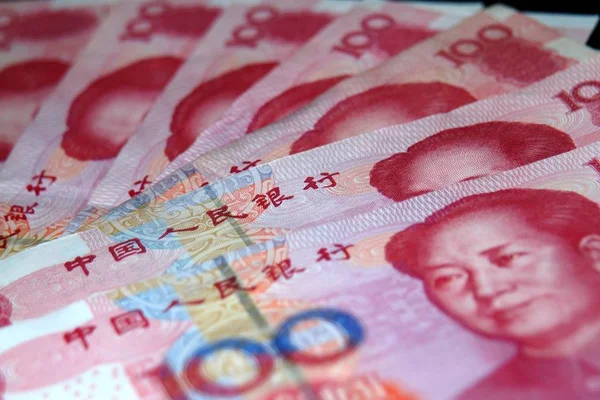 Foto Tomada Hongze Provincia Jiangsu Este Chinas Muestra Billetes Renminbi — Foto de Stock