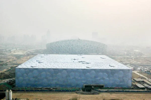 Utsikt Över National Swimming Center Känd Som Water Cube Som — Stockfoto