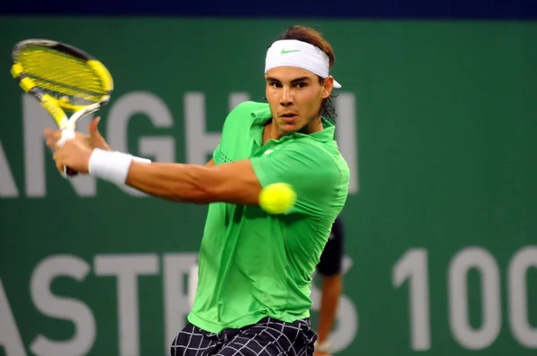 Rafael Nadal Espanha Retorna Tiro Contra Nikolay Davidenko Rússia Final — Fotografia de Stock