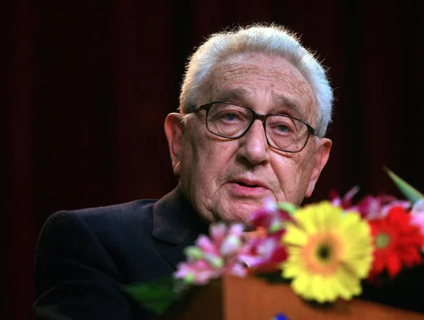 Ministro Relaciones Exteriores Estados Unidos Henry Kissinger Pronuncia Discurso Durante — Foto de Stock