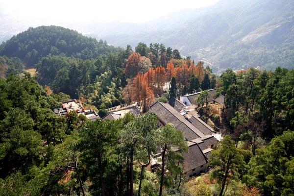Widok Świątynię Nantai Górze Hengshan Heng Mountain Lub Mount Hengshan — Zdjęcie stockowe