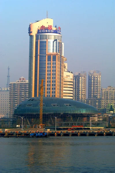 Vue Bâtiment Principal Centre International Transport Passagers Port Shanghai Construction — Photo