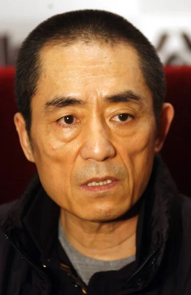 Čínský Režisér Zhang Yimou Vidět Tiskové Konferenci Podporu Filmu Simple — Stock fotografie
