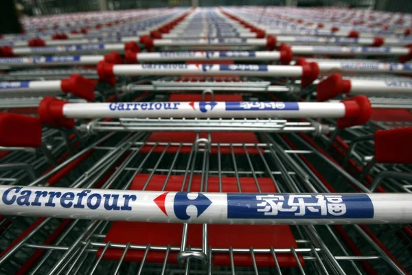 Vagnar Carrefour Stormarknad Peking Mars 2006 — Stockfoto
