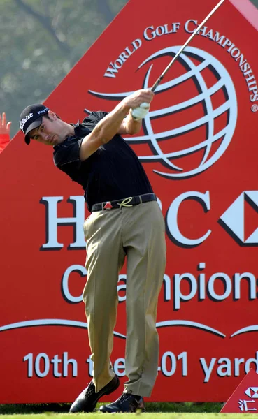 Ross Fisher Inglaterra Desliga Durante Primeira Rodada Torneio Golfe Hsbc — Fotografia de Stock